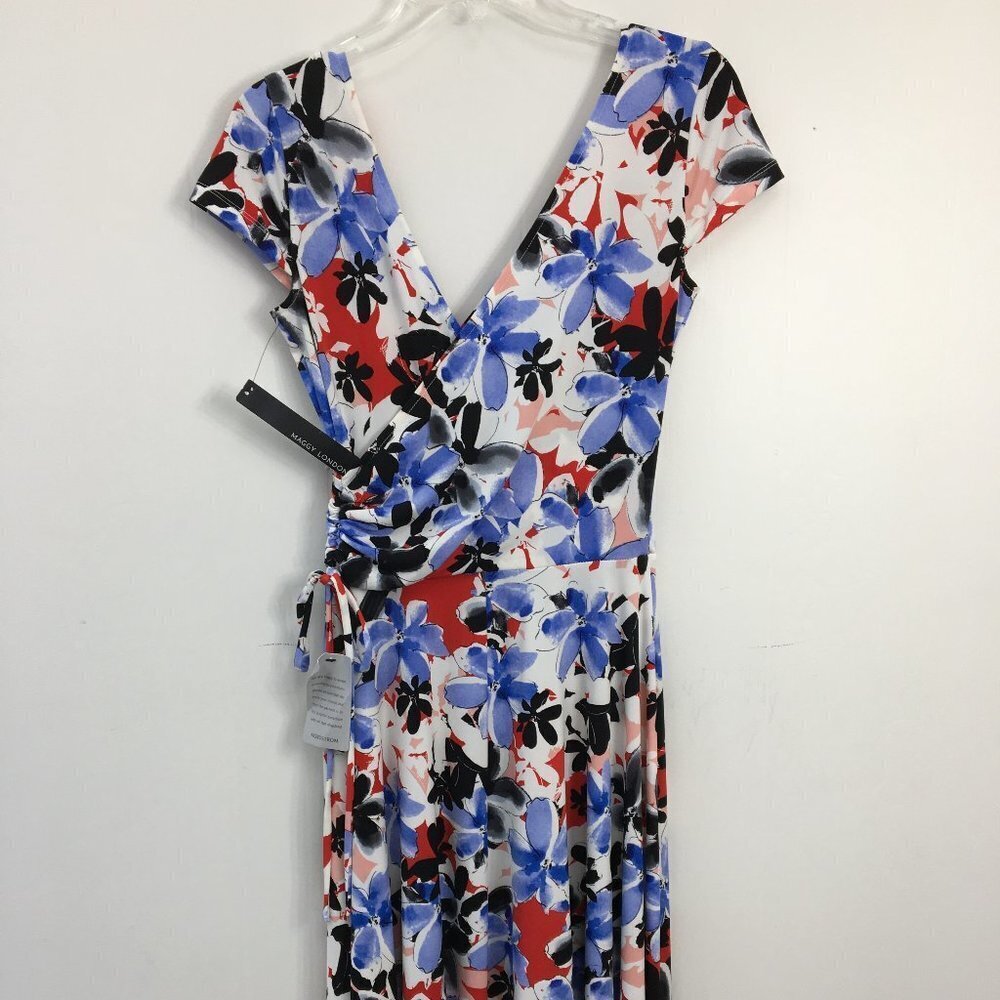 Maggy London Criss Cross Wrap Front V-Neck Sleeveless Dress Size 6